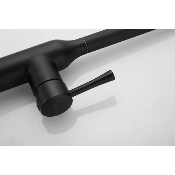 Смеситель для кухни с выдвижной лейкой душ Shevanik S163H черный, изображение 23