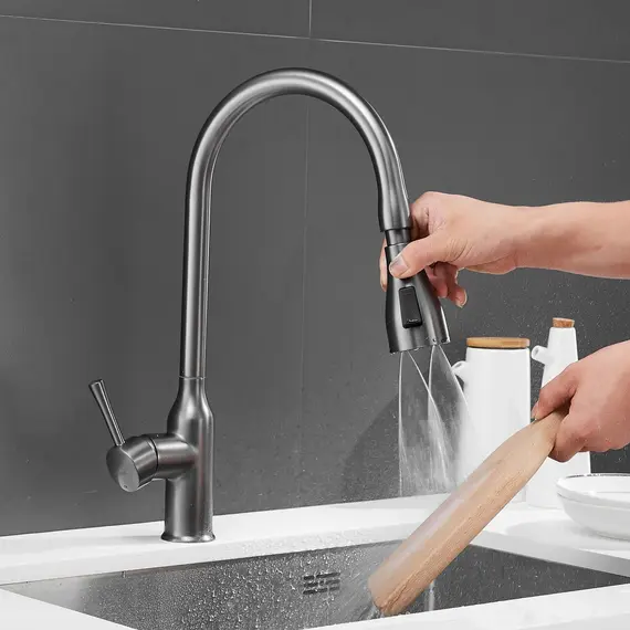 Смеситель для кухни с выдвижным изливом Shevanik S163T, изображение 3