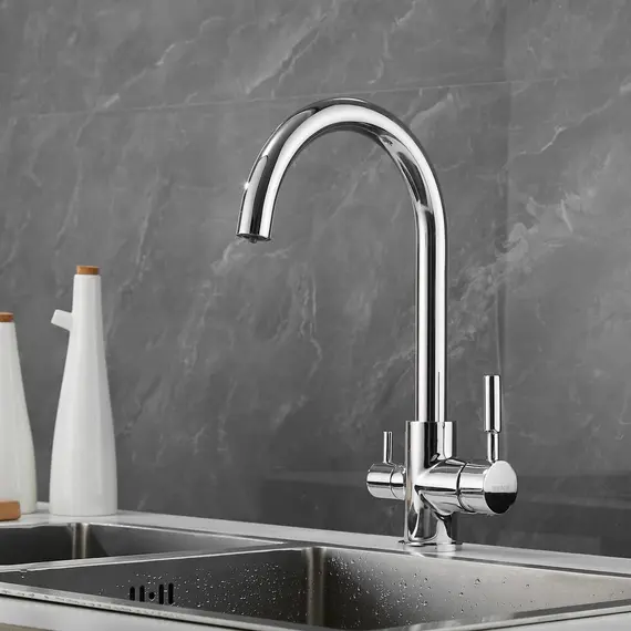 Смеситель для кухни со встроенным фильтром (краном) под питьевую воду Shevanik S168, изображение 7