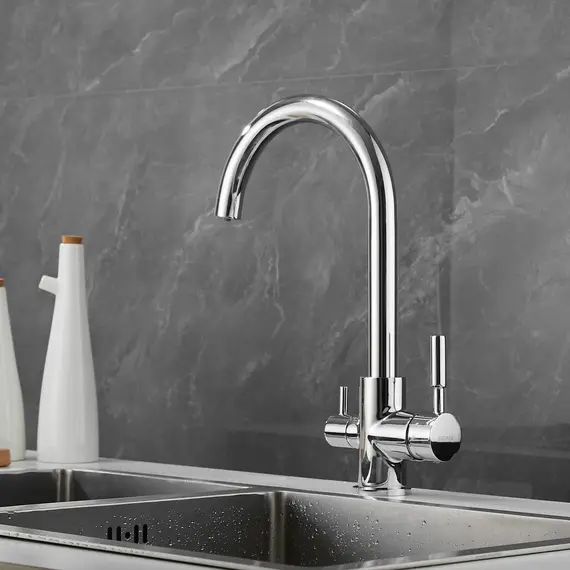 Смеситель для кухни со встроенным фильтром (краном) под питьевую воду Shevanik S168, изображение 6