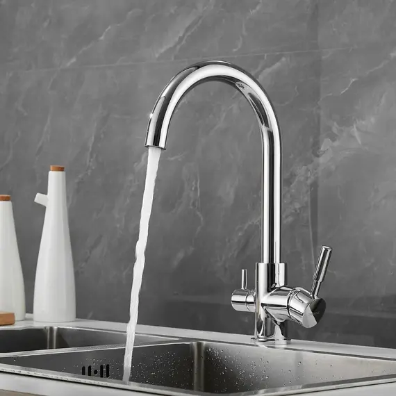 Смеситель для кухни со встроенным фильтром (краном) под питьевую воду Shevanik S168, изображение 4