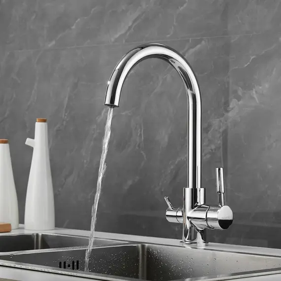 Смеситель для кухни со встроенным фильтром (краном) под питьевую воду Shevanik S168, изображение 3