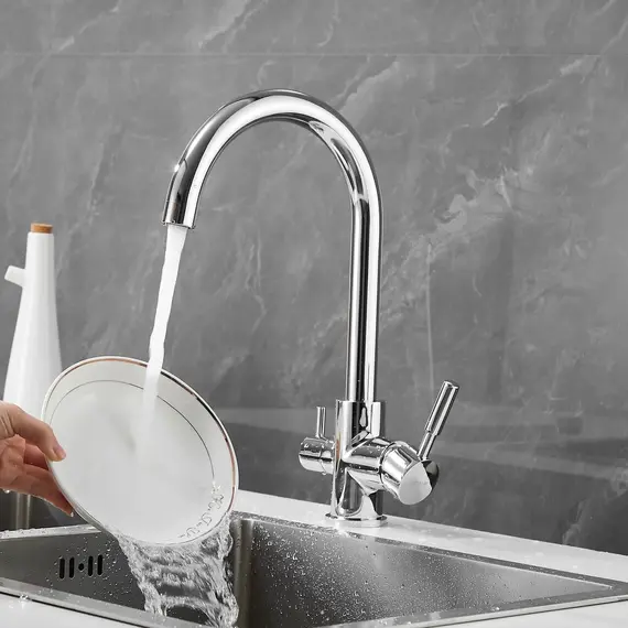 Смеситель для кухни со встроенным фильтром (краном) под питьевую воду Shevanik S168, изображение 12