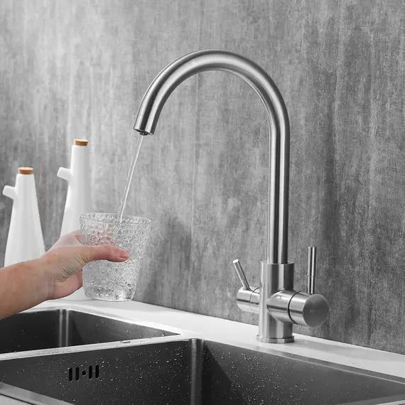 Смеситель для кухни со встроенным фильтром (краном) под питьевую воду Shevanik S168B, изображение 14