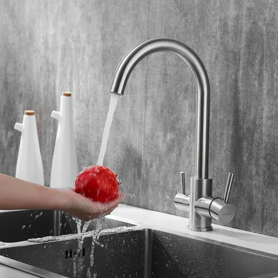 Смеситель для кухни со встроенным фильтром (краном) под питьевую воду Shevanik S168B, изображение 13