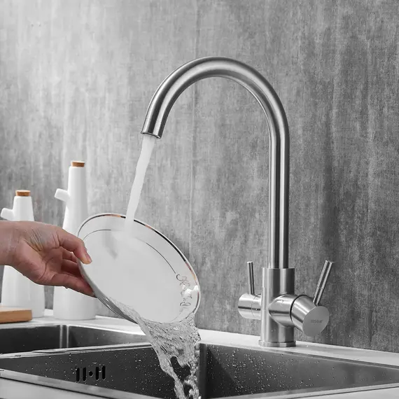 Смеситель для кухни со встроенным фильтром (краном) под питьевую воду Shevanik S168B, изображение 12