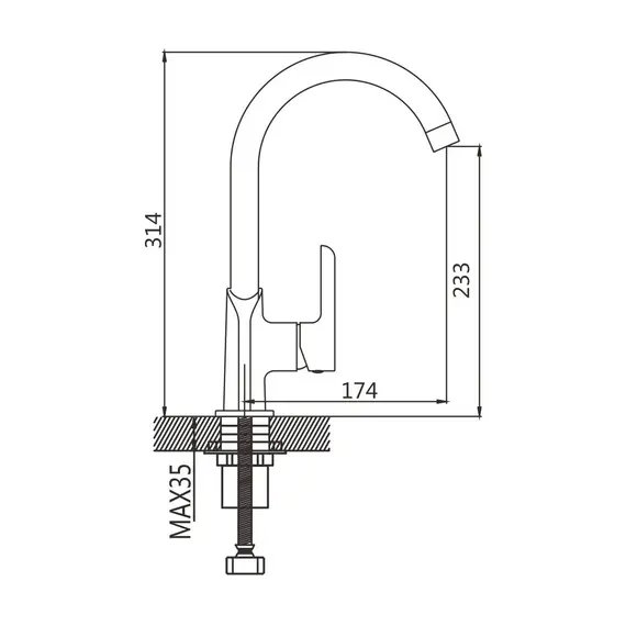 Смеситель для кухни Shevanik S6053H, изображение 3