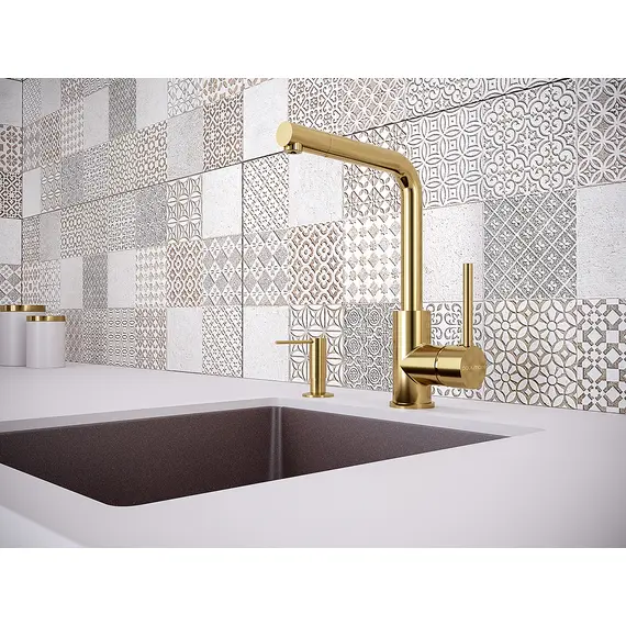 Дозатор для жидкого мыла Paulmark Decus D004-G золото 350 мл, изображение 2