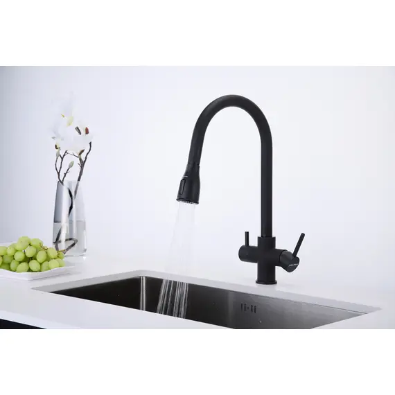 Смеситель для кухни Paulmark Lange La214212-401 под фильтр с выдвижным шлангом антрацит, Название цвета: Антрацит, изображение 15