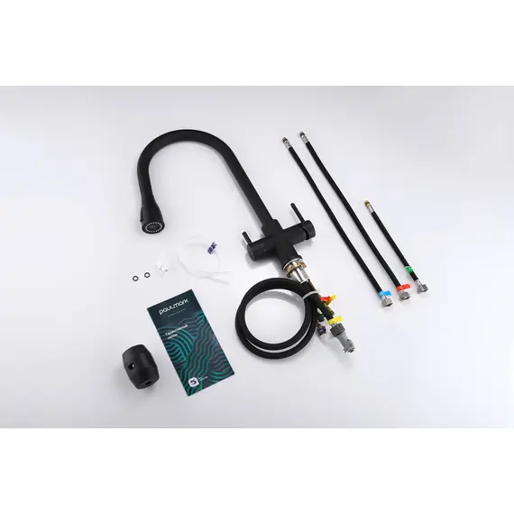 Смеситель для кухни Paulmark Lange La214212-401 под фильтр с выдвижным шлангом антрацит, Название цвета: Антрацит, изображение 18