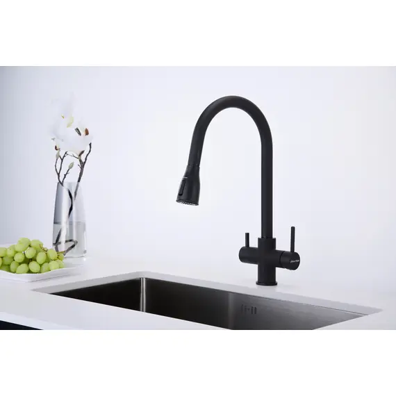 Смеситель для кухни Paulmark Lange La214212-401 под фильтр с выдвижным шлангом антрацит, Название цвета: Антрацит, изображение 19