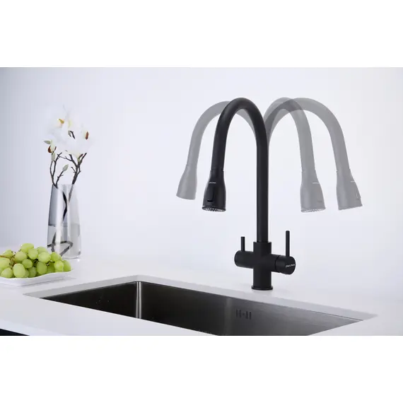 Смеситель для кухни Paulmark Lange La214212-401 под фильтр с выдвижным шлангом антрацит, Название цвета: Антрацит, изображение 2