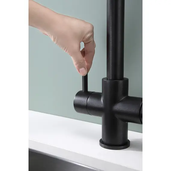 Смеситель для кухни Paulmark Lange La214212-418 под фильтр с выдвижным шлангом черный металлик, Название цвета: Черный металлик, изображение 10