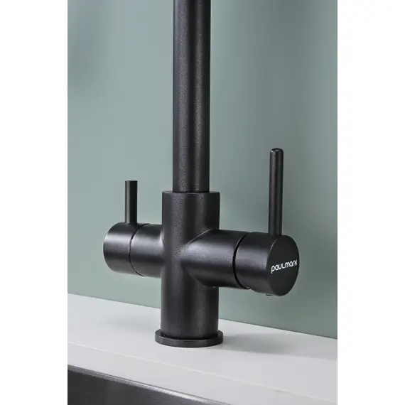 Смеситель для кухни Paulmark Lange La214212-418 под фильтр с выдвижным шлангом черный металлик, Название цвета: Черный металлик, изображение 11