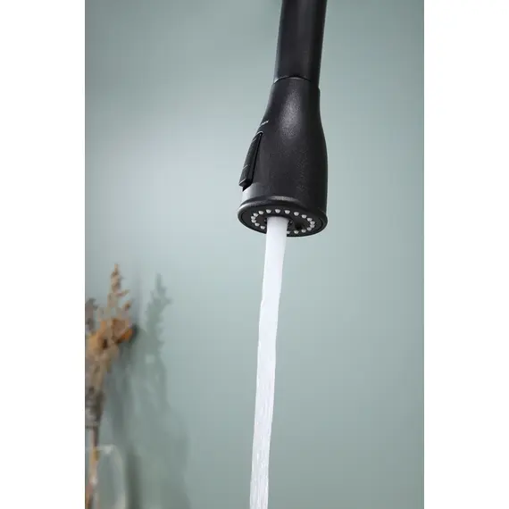 Смеситель для кухни Paulmark Lange La214212-418 под фильтр с выдвижным шлангом черный металлик, Название цвета: Черный металлик, изображение 6