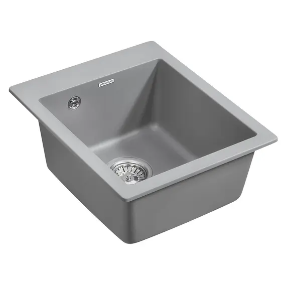 Мойка из камня Paulmark Kante 40 PM104249-GRM 42 х 49 см кварц серый металлик, изображение 2