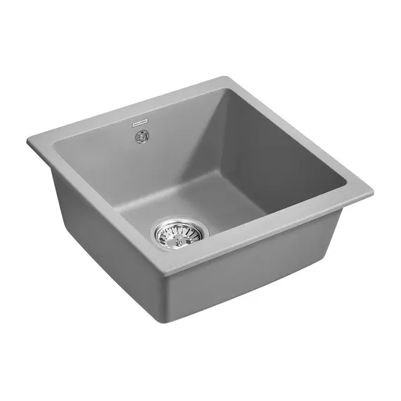 Мойка из камня Paulmark Gera 50 PM104546-GRM 45 х 46 см кварц серый металлик, изображение 2