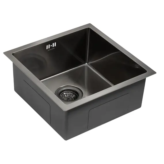 Мойка из нержавейки Paulmark Gerberg 44 UNI PM254444-GM 44 х 44 см вороненая сталь, изображение 2