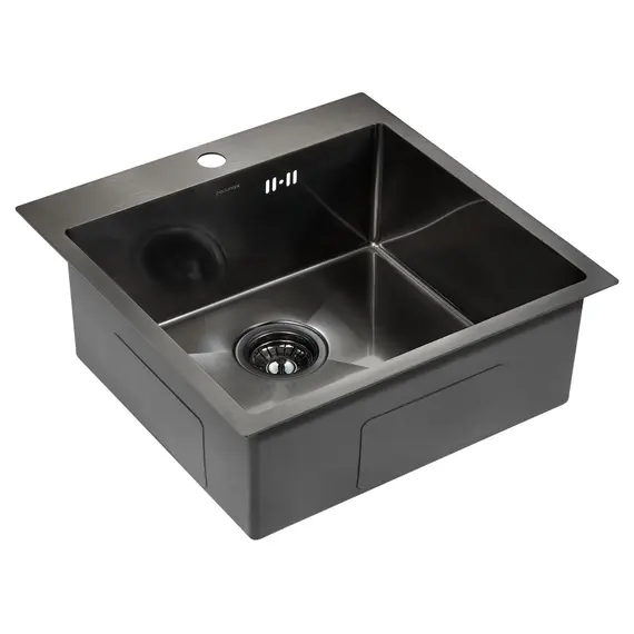Мойка из нержавейки Paulmark Kroner 51 PM215151-GM 51 х 51 см вороненая сталь, изображение 3
