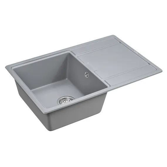 Мойка из камня Paulmark Flugen 50-780 PM217850-GRM 78 х 50 см кварц серый металлик, изображение 2