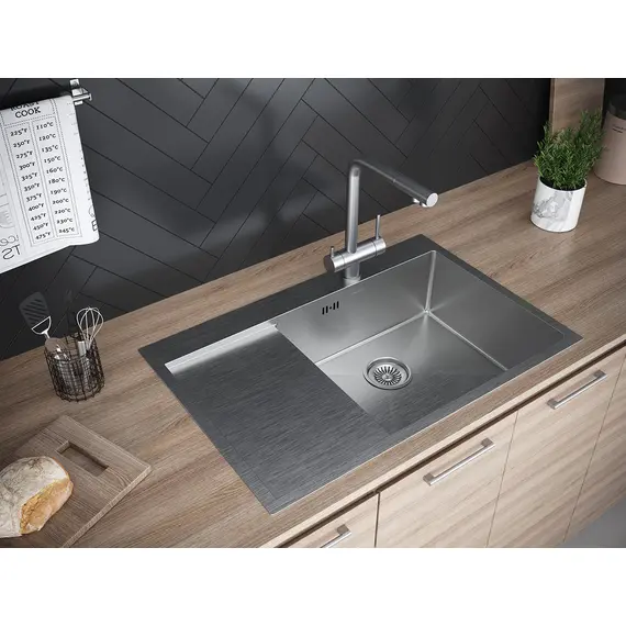 Мойка из нержавейки Paulmark Kroner 78F PM217851-BSR 78 х 51 см сталь чаша справа, изображение 2