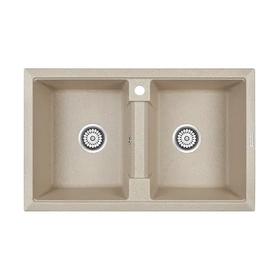 Мойка из камня Paulmark Tandem 80/2 PM238150-BE 81 х 50 см кварц бежевый
