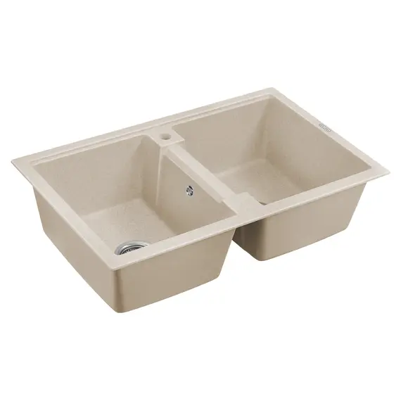 Мойка из камня Paulmark Tandem 80/2 PM238150-BE 81 х 50 см кварц бежевый, изображение 2