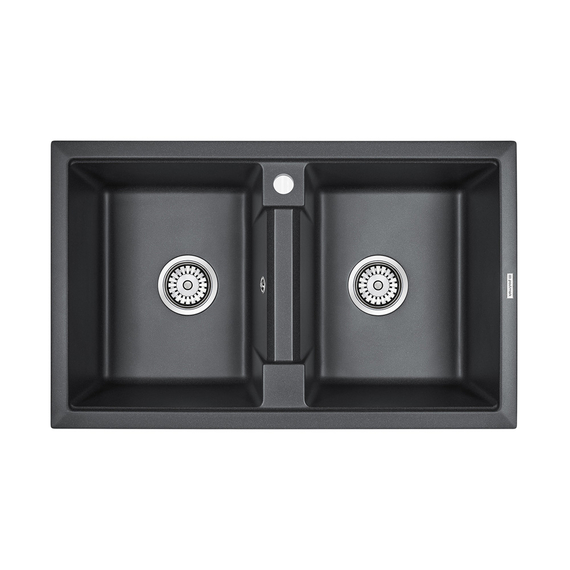 Мойка из камня Paulmark Tandem 80/2 PM238150-BL 81 х 50 см кварц черный