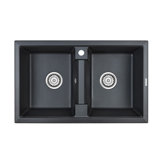 Мойка из камня Paulmark Tandem 80/2 PM238150-BLM 81 х 50 см кварц черный металлик