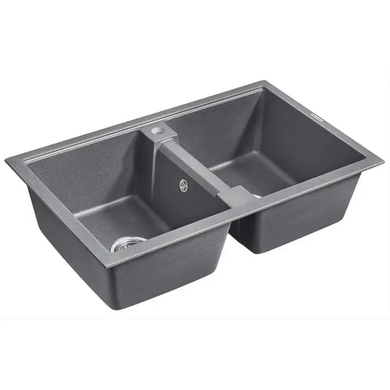 Мойка из камня Paulmark Tandem 80/2 PM238150-DG 81 х 50 см кварц графит, изображение 2