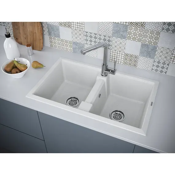 Мойка из камня Paulmark Tandem 80/2 PM238150-GR 81 х 50 см кварц серый, изображение 3