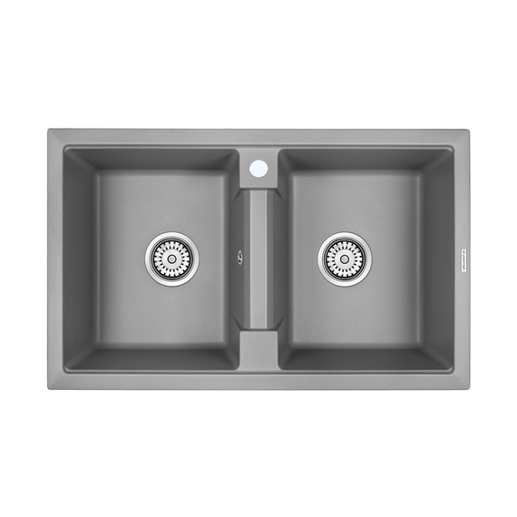 Мойка из камня Paulmark Tandem 80/2 PM238150-GRM 81 х 50 см кварц серый металлик