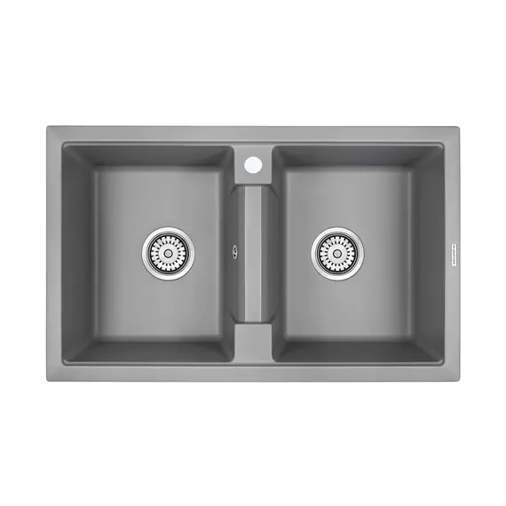 Мойка из камня Paulmark Tandem 80/2 PM238150-GRM 81 х 50 см кварц серый металлик