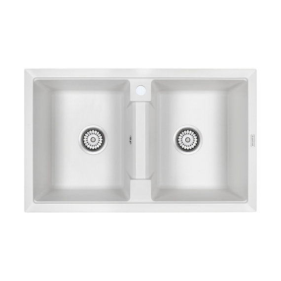 Мойка из камня Paulmark Tandem 80/2 PM238150-WH 81 х 50 см кварц белый