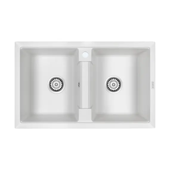 Мойка из камня Paulmark Tandem 80/2 PM238150-WH 81 х 50 см кварц белый