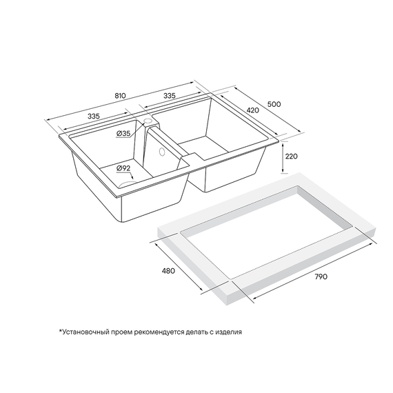 Мойка из камня Paulmark Tandem 80/2 PM238150-WH 81 х 50 см кварц белый, изображение 4