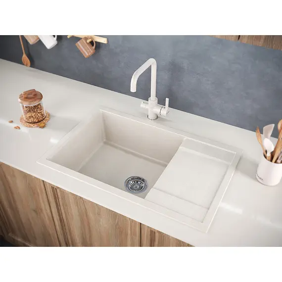 Мойка из камня Paulmark Flugen 60 PM317850-BE 78 х 50 см кварц бежевый, изображение 2