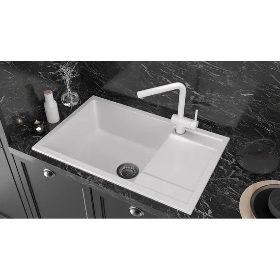 Мойка из камня Paulmark Flugen 60 PM317850-WH 78 х 50 см кварц белый, изображение 3