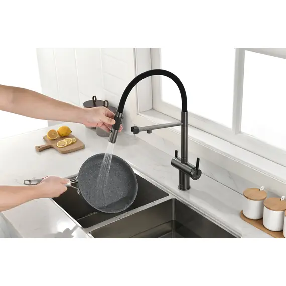 Смеситель для кухни Paulmark Starke Gravity Gr213888-GM под фильтр с гибким изливом беретта, изображение 14