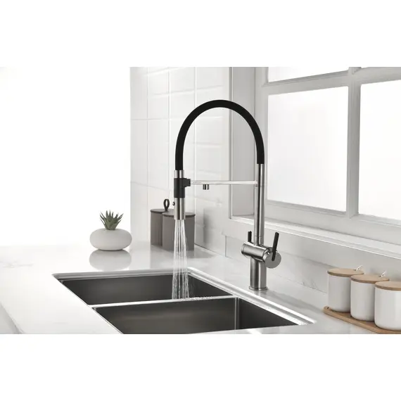 Смеситель для кухни Paulmark Starke Gravity Gr213888-BS под фильтр с гибким изливом никель, изображение 15