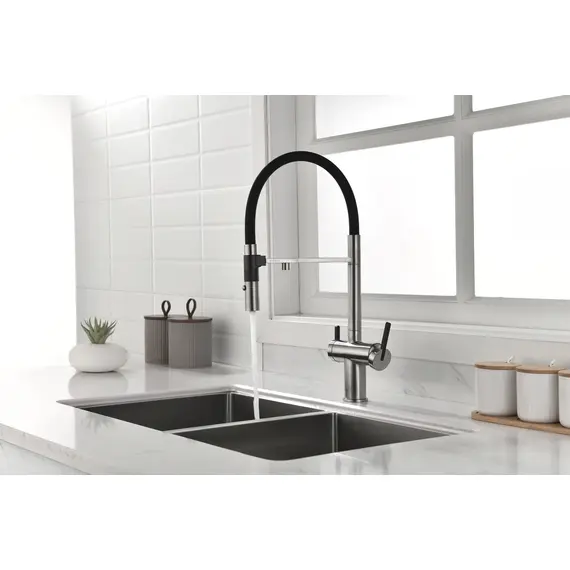 Смеситель для кухни Paulmark Starke Gravity Gr213888-BS под фильтр с гибким изливом никель, изображение 16