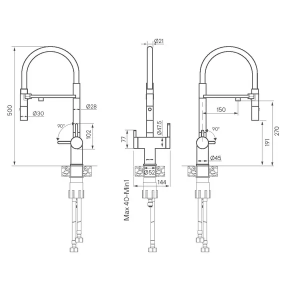 Смеситель для кухни Paulmark Starke Gravity Gr213888-BS под фильтр с гибким изливом никель, изображение 2