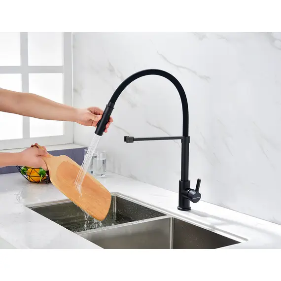 Смеситель для кухни Paulmark Halt Ha214021-401 с гибким изливом антрацит, изображение 11