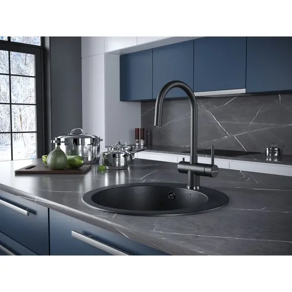 Смеситель для кухни Paulmark Heller He213218-418 черный металлик, изображение 2