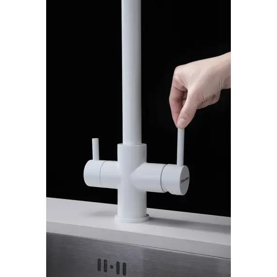 Смеситель для кухни Paulmark Lange La214212-431 под фильтр с выдвижным шлангом белый матовый, Название цвета: Белый, изображение 10