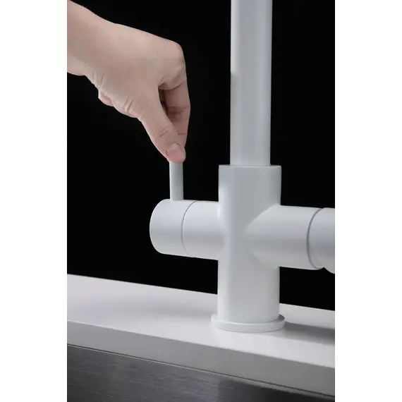 Смеситель для кухни Paulmark Lange La214212-431 под фильтр с выдвижным шлангом белый матовый, Название цвета: Белый, изображение 13