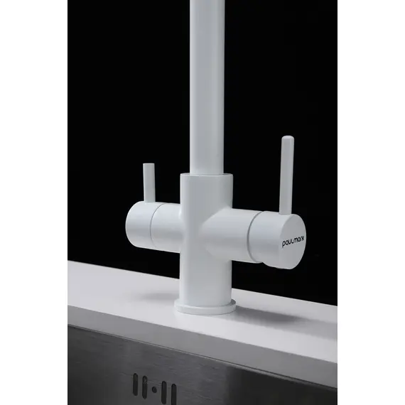 Смеситель для кухни Paulmark Lange La214212-431 под фильтр с выдвижным шлангом белый матовый, Название цвета: Белый, изображение 14