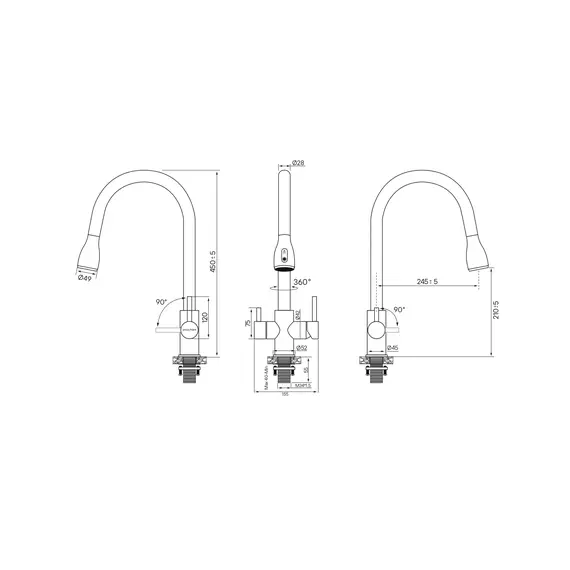 Смеситель для кухни Paulmark Lange La214212-431 под фильтр с выдвижным шлангом белый матовый, Название цвета: Белый, изображение 2