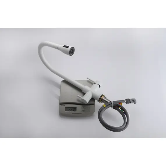 Смеситель для кухни Paulmark Lange La214212-431 под фильтр с выдвижным шлангом белый матовый, Название цвета: Белый, изображение 20