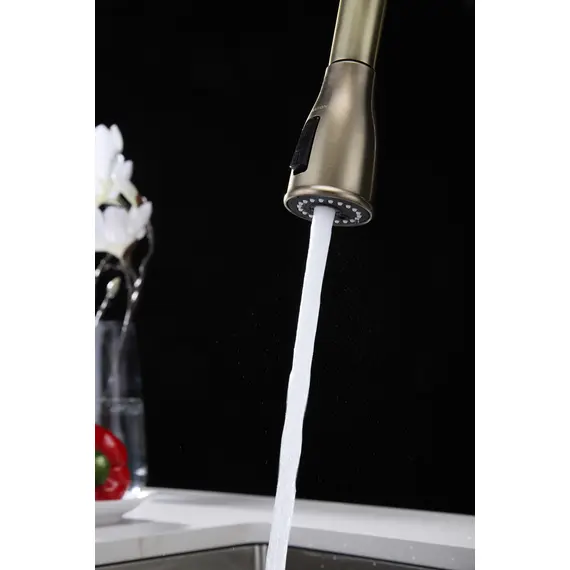 Смеситель для кухни Paulmark Lange La214212-BR под фильтр с выдвижным шлангом бронза, Название цвета: Бронза, изображение 7